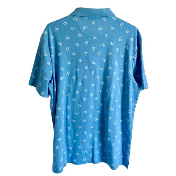 Tackle & Tides Drink Glass On the Rocks Print Polo Shirt Men's Large NEW - Picture 6 of 10